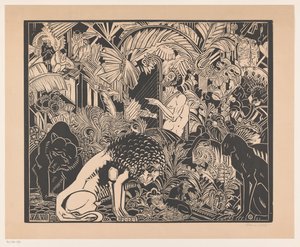 動物たちのためにハープを奏でるオルフェウス 作： Henri van der Stok (signed by artist)