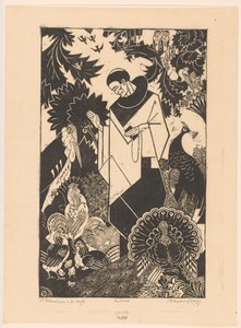 聖フランシスと鳥 (オブジェクトの元のタイトル) 作： Henri van der Stok (signed by artist)