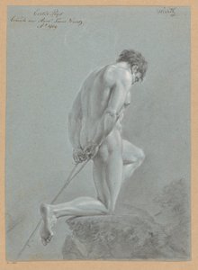 横から見た跪く男性裸体（一等 1809年） 作： Henricus Franciscus Wiertz
