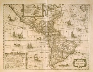 ヘンリクス・ホンディウスによるアメリカ大陸の地図 作： Henricus Hondius