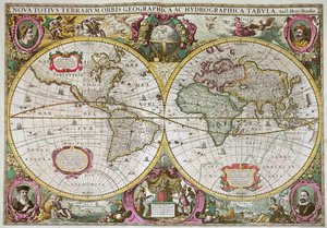 地球全体の新しい土地と水の地図、1630