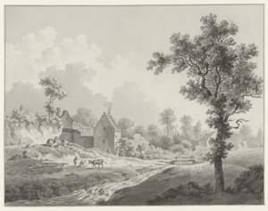 小川に水車小屋のある風景 作： Henricus Josephus Antonissen