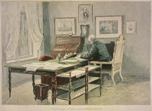 1890年頃のフリードリッヒスルーでの研究におけるビスマルク王子 作： Henriette Deppermann