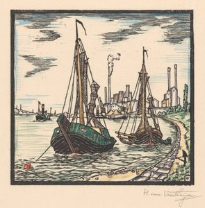係留漁船 作： Henriëtte van Hove (signed by artist)