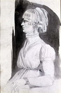 女性の習作（鉛筆、ペン＆ウォッシュ） 作： Johann Heinrich Füssli