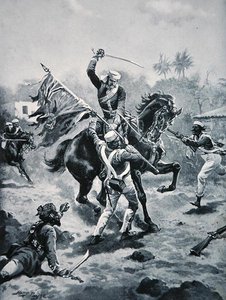 V.C.を獲得したロバーツ中尉（1858年1月2日）「The History of the Nation」のイラスト（リトグラフ版 作： Henry Payne