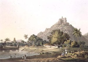 トリンチクヌムのパゴダ、プレートXI、ダニエル・ヘイヴル（1785-1826）による1809年のエングレーヴィング 作： Henry (after) Salt