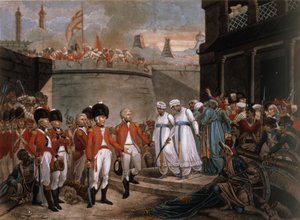 ティプー・サヒブ (1749-99) の 2 人の息子の降伏 作： Henry (after) Singleton