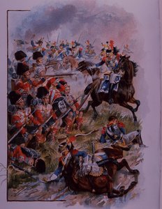 Quatres Brasでフランスの騎兵隊に対抗するハイランドの兵士たち。 作： Henry A. Payne