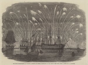 プリマス、ロケットおよび平和の艦隊の一般照明での平和記念 作： Henry A. Luscombe
