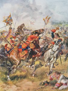 第3竜騎兵の突撃、1920年代、CHウィリー少佐による「英国史の栄光の戦い」のイラスト