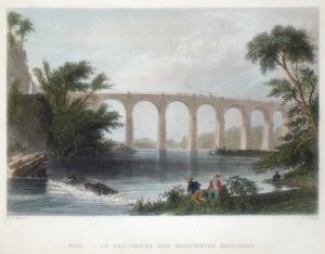 ボルチモア＆ワシントン鉄道の高架橋、c1838 作： Henry Adlard