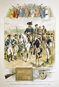 アメリカの国旗、軍服、通貨、革命時の武器など、ウールフォール社が印刷した「Young People