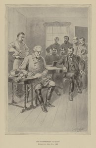 1865年4月9日、バージニア州アポマトックスでのリーのグラントへの降伏(リトグラフ) 作： Henry Alexander (after) Ogden