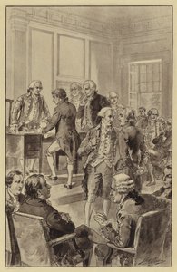 1776年7月4日、独立宣言書の署名（リトグラフ 作： Henry Alexander (after) Ogden