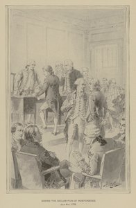 独立宣言書への署名、1776年7月4日(リトグラフ) 作： Henry Alexander (after) Ogden