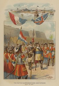 ニューアムステルダムを降伏させるオランダ人（1664年9月8日）（クロモリト 作： Henry Alexander (after) Ogden