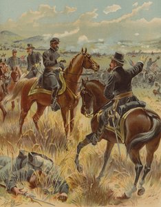 1863年7月2日、南北戦争、ペンシルベニア州ゲティスバーグの戦いでのミード将軍 作： Henry Alexander Ogden