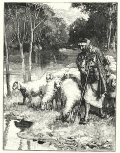 反レバノンの羊飼いとその群れ（リトグラフ 作： Henry Andrew Harper