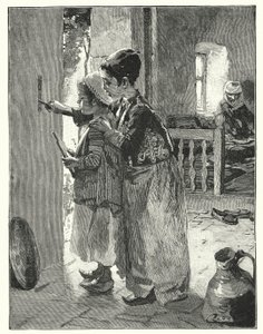 ユダヤ人の家のドアポストに描かれた法令（リトグラフ 作： Henry Andrew Harper