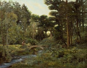 樹木が茂った風景（キャンバスに油彩） 作： Henry Arthur Bonnefoy