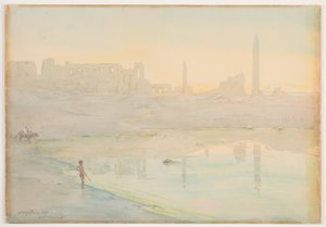 神聖な湖、カルナック、1905年（紙に鉛筆でトイレ） 作： Henry Bacon