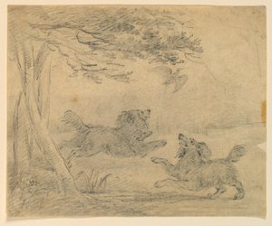 公園での 2 匹のスパニエルの研究 作： Henry Bernard Chalon
