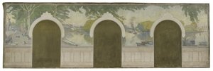 アスニエール市庁舎のスケッチ：クリシー橋のセーヌ川 作： Henry Bouvet
