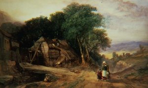 ダートムーアの境界線上で」1840年頃（紙に水彩 作： Henry Bright