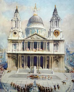 セント・ポール大聖堂でのジョージ5世銀寿記念式典 作： Henry Charles Brewer