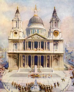 セント ポール大聖堂、ロンドン、キング ジョージ 5 世のシルバー ジュビリーの礼拝と感謝祭の会場 作： Henry Charles Brewer