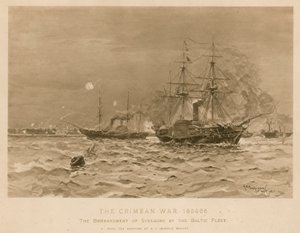 英国バルチック艦隊によるスベボーグ砲撃（クリミア戦争 作： Henry Charles Seppings Wright
