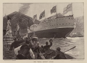 浮遊するHMSロイヤル・アーサー（エングレーヴィング） 作： Henry Charles Seppings Wright