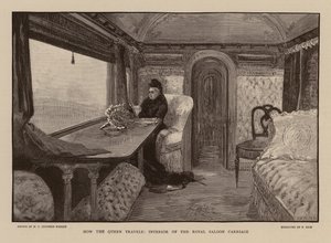 ロイヤル・サルーンの客車に乗ったヴィクトリア女王（エングレーヴィング） 作： Henry Charles Seppings Wright