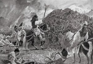 野蛮な部族への襲撃（リトグラフ） 作： Henry Charles Seppings Wright