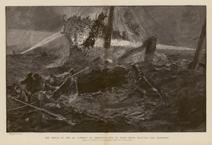 難破したSSユートピアの溺死者を救助するジブラルタル（エングレーヴィング） 作： Henry Charles Seppings Wright