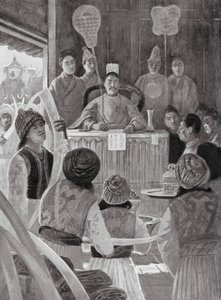 中国皇帝に朝貢するシャム使節（リトグラフ） 作： Henry Charles Seppings Wright