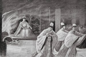 宮殿で焼身自殺する皇帝（リトグラフ） 作： Henry Charles Seppings Wright
