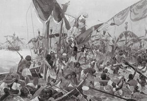 ペルシウムの海戦（リトグラフ） 作： Henry Charles Seppings Wright