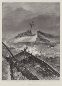 11月10日、香港での台風、HMSオッターがHMSサンドパイパーの乗組員を救助 作： Henry Charles Seppings Wright