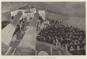 地中海艦隊がサロニカを離れて、日曜日のサービス 作： Henry Charles Seppings Wright
