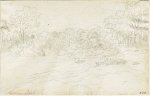 エックレスホール村：ペン画、ND［1788-1855］（デッサン 作： Henry Curzon Allport