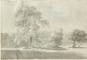シェンストン-リトル・アストン・ホール：ペンと水彩画、ND [1788-1855] (図面) 作： Henry Curzon Allport