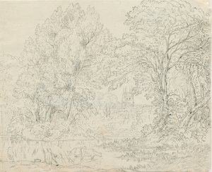 タムワース-農村ビュー：ペンとインクの描画、nd [1788-1855] 作： Henry Curzon Allport
