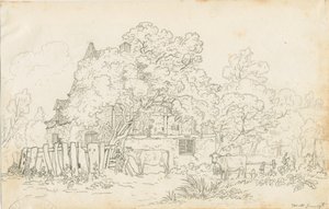 Yoxall-オールドファームハウス：鉛筆画、ND [c 1815] 作： Henry Curzon Allport