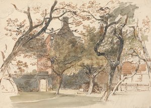 家と庭の一部 作： Henry Edridge