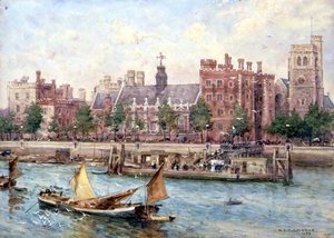 橋の上から見たランベス宮殿 作： Henry Edward Tidmarsh