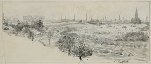 フィリップス・パーク墓地とブラッドフォード・ロード・ガス工場 作： Henry Edward Tidmarsh