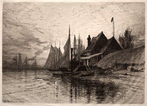 夕方、ニューヨーク港、1884。 作： Henry Farrer