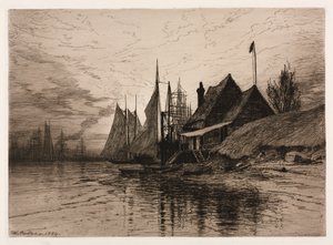 夕方、ニューヨーク港、1884。 作： Henry Farrer
